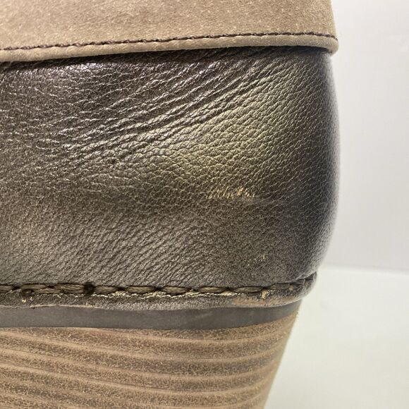 Dansko Womens 9 Suede Leather Side Zip Ankle Wedge Boots Brown - Picture 16 of 16